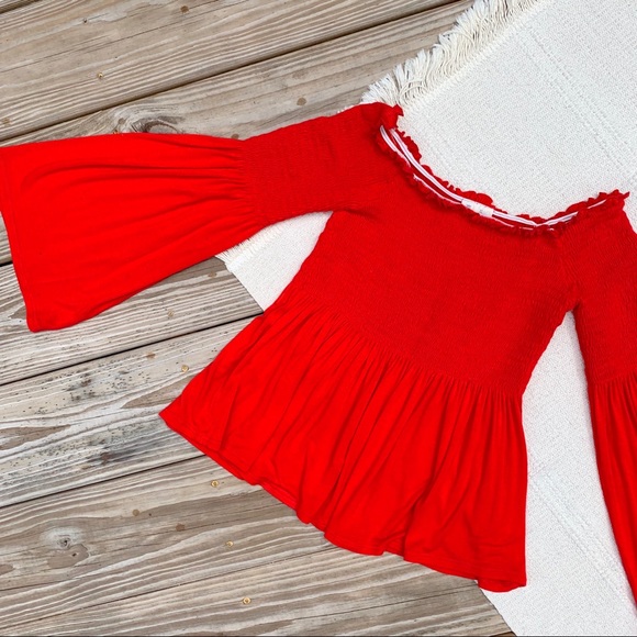 Sky & Sparrow Tops - Tilly’s Sky & Sparrow off-shoulder Salsa Top